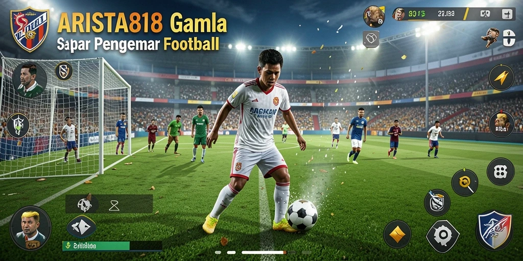 Screenshot gameplay ARISTA88 yang menunjukkan pertandingan sepak bola yang seru.