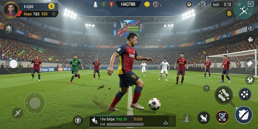 Tangkapan layar HAO788 menampilkan aksi sepak bola yang mendebarkan.