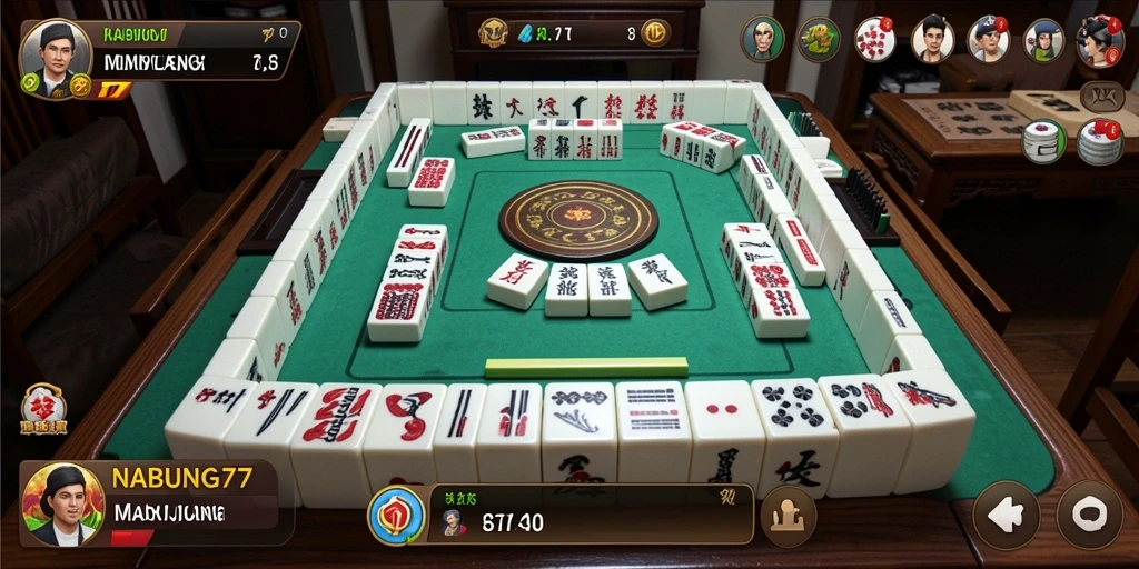 Tampilan gameplay seru dari NABUNG77 saat bermain Mahjong.