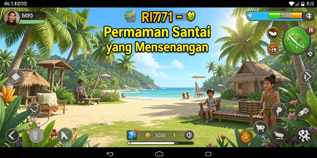 Tampilkan gameplay menarik dari RI771 dengan karakter yang ceria.